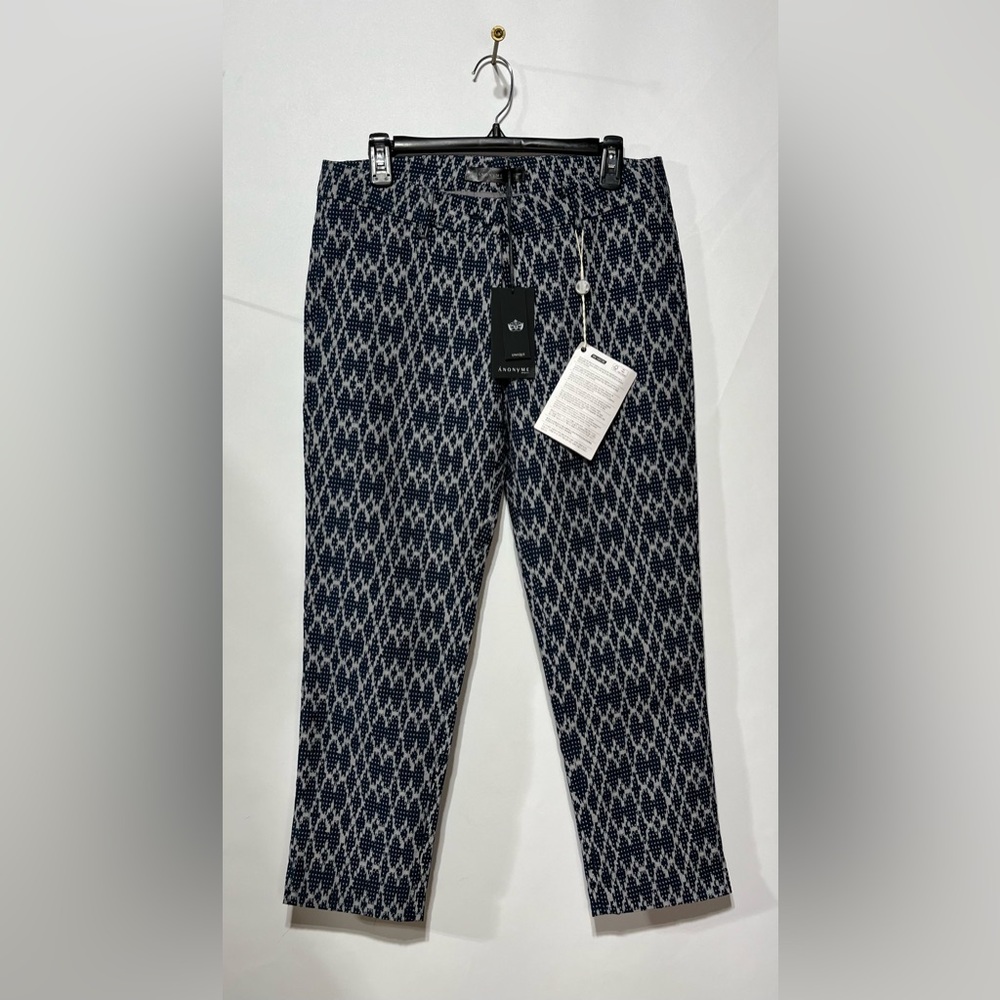 ANONYME Designers Greta Trouser Navy‎ Blue/Grey Size 10 Inseam 25” NWT